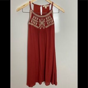 One the‎ Land Embroidered Woven Tank Sleeveless Dress cutout tie back Size Small